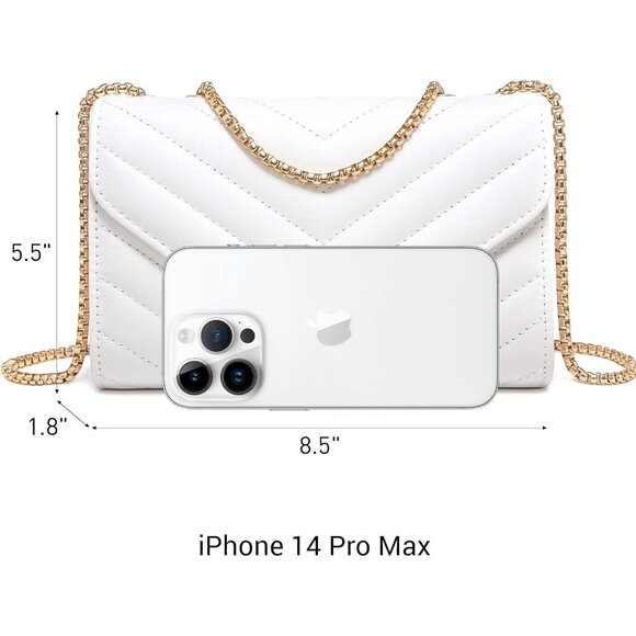 ⚡ Women's White Stylish Evening Clutch Chain Shoulder Strap Crossbody Bag - Picture 3 of 6